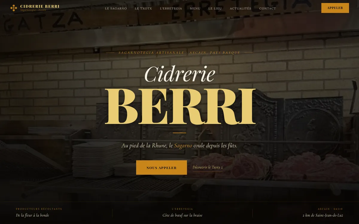 Aperçu du site internet Cidrerie Berri — Cidrerie — sagarnotegia à Ascain