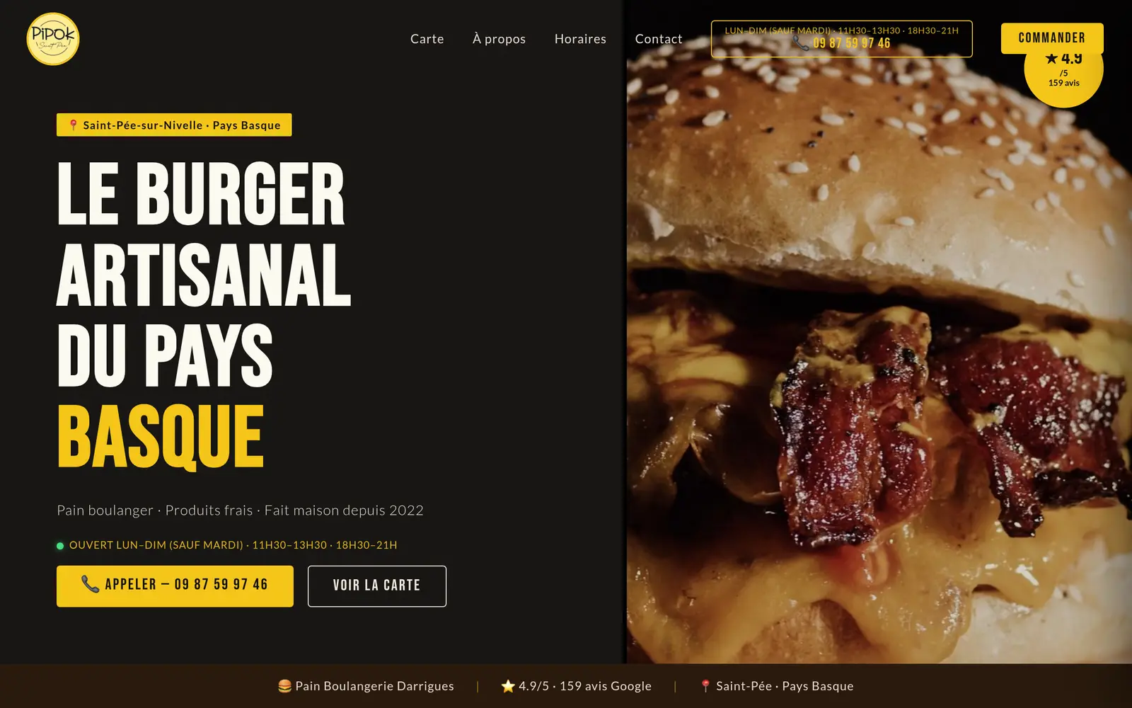 Site Pipok, burger artisanal à Saint-Pée-sur-Nivelle