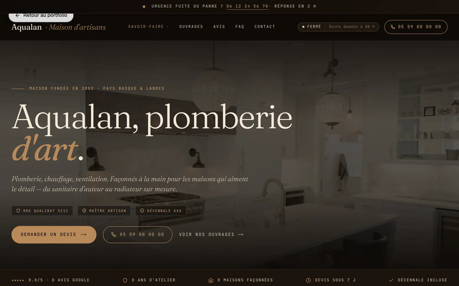 Aperçu du site Plomberie · Démos