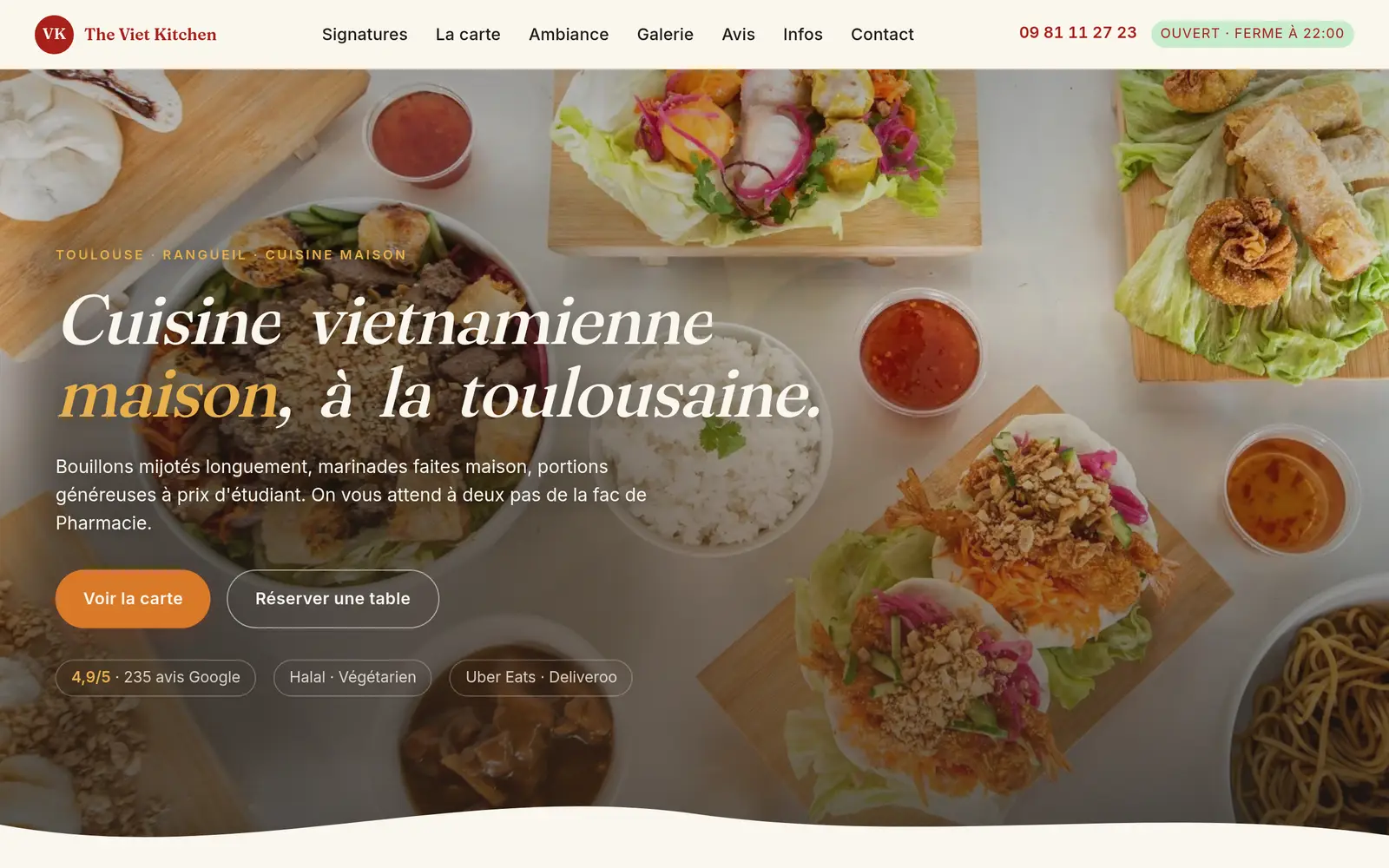 Aperçu du site The Viet Kitchen
