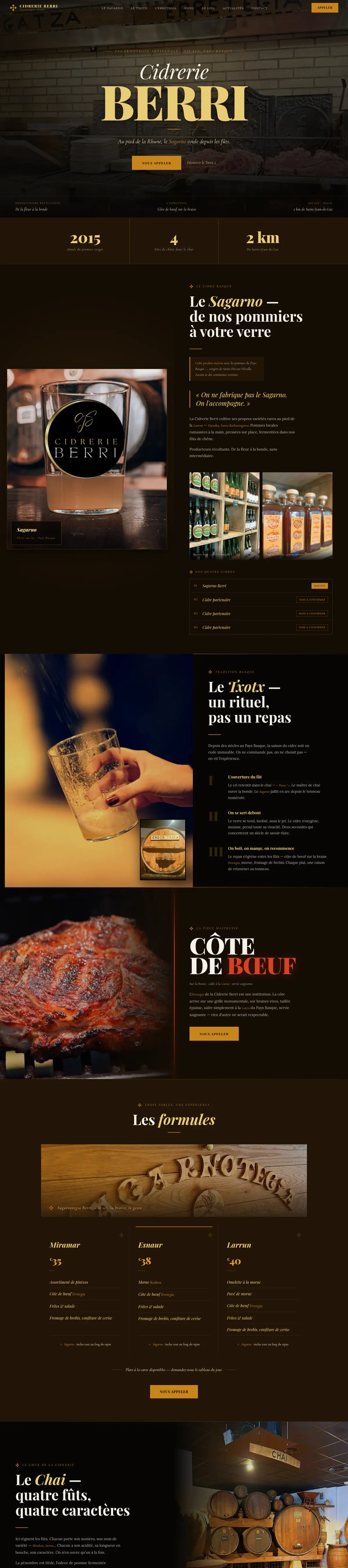 Page d'accueil du site de Cidrerie Berri, sagarnotegia — cidrerie à Ascain
